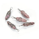 4pcs Natural Rhodonite Gemstone Pendants, 38mm Loose Bullet Point Stone Drops, G2P-E10