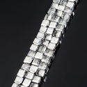 100pcs Creative Club Faceted Cube Crystal Glass Beads, Silver Shade, 8mm, Hole ID 1mm, CCC832