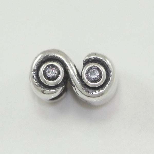 1pc Real 925 Sterling Silver Charm, April Birthstone Bead, Cubic Zirconia CZ Clear Gemstone, Compatible with Pandora all Other Charm Bracelets, EC412