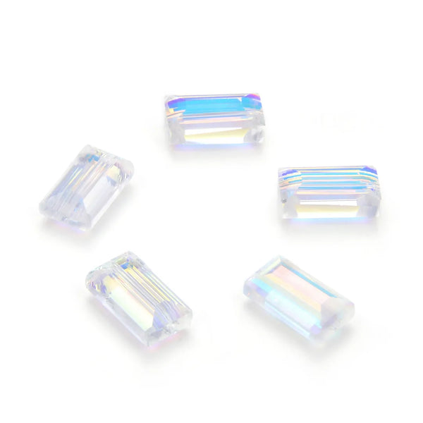 25pcs Adabele Austrian Faceted Rectangle Crystal Beads #5055, Clear AB, 14mm x 8mm, Hole ID 1.2mm, SSRT1402