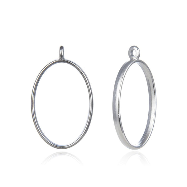 20pcs Open Back Oval Bezel Blanks, Pendant Base, Large Resin Mold, Silver, 39x23mm, CF288-3