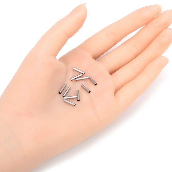 100pcs 304 Stainless Steel Round Tube Connectors – 10mm Length, 1.5mm Hole, Sleek Finish