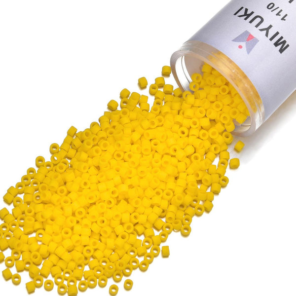 7.5g Miyuki Delica 11/0 Seed Beads, Opaque Matte Canary Yellow DB1582