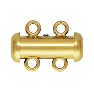 1 Set Real 1/20 14K Gold Filled 2 Rows Multiple Strand Slide Lock Tube Clasp, 2 Closed Jump Ring, 15mm, JK3-E2