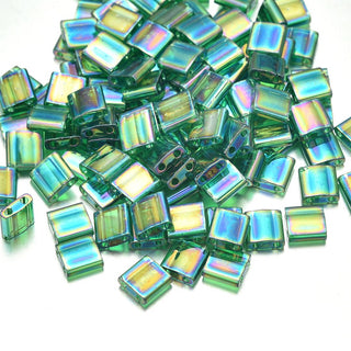 10g Miyuki Full Tila Square Seed Beads 5x5mm, Rainbow Pistachio (TL-179)