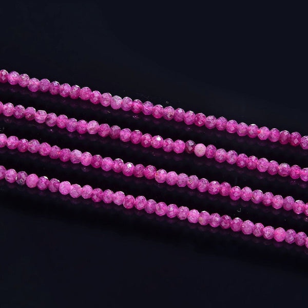 Natural Red Ruby Gemstone Tiny Small Faceted Rondelle Beads, 4x3mm, Hole ID 0.65mm, 15 Inch/1 Strand, GK-B5
