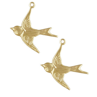 2pcs Real 1/20 14K Gold Filled Small Bird Charm Drops, 17mm, Hole ID 1.2mm, JK13-4