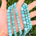 Natural Brazil Blue Amazonite Gemstone Round Beads, 15 Inch/1 Strand, Size Selections: 6mm/8mm/10mm