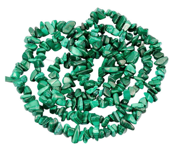 Natural Green Malachite Gemstones Chip Beads, Free Form, 5mm-8mm, Hole ID 1mm, 1 Strand/31 Inch, GZ1-32