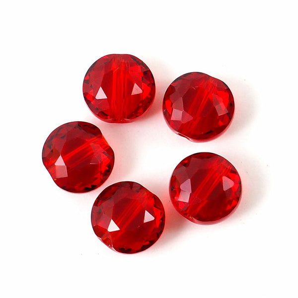 25pcs Adabele Austrian Faceted Flat Round Coin Crystal Beads #5052, Siam Red, 8mm, Hole ID 1mm, SSMR805