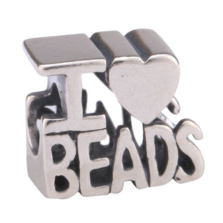 Solid 925 Sterling Silver I Love Bead Charm Art Creativity Bead