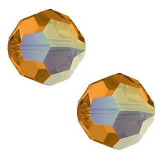 25pcs Adabele Austrian Faceted Round Crystal Beads #5000, Amber Topaz AB, Size Selections: 6mm/8mm