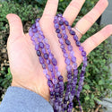 Natural Amethyst Purple Crystal Gemstone Oval Tumbled Pebble Beads, Irregular, 6mm to 8mm, Hole ID 1mm, 15 Inch/1 Strand, GZ11-14