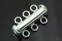 1pc 925 Sterling Silver 3 Strands Multi-Strand Slide Lock Tube Clasp Set, 20.5mm Long, SS116