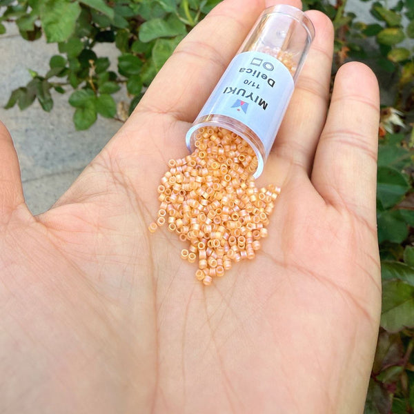 7.5g Miyuki Delica 11/0 Seed Beads, Matte Rainbow Light Topaz DB852