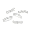 10pcs Large Hole Filigree Flower Curved Noodle Tube Beads, Sterling Silver Plated Brass, 30mm Long, Hole ID 3.5mm, CF51-S