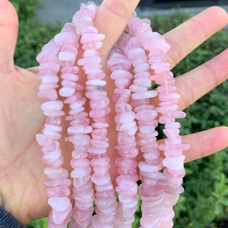 Natural Rose Quartz Pink Crystal Gemstone Flat Coin Chip Beads, Irregular, 7mm-10mm, Hole ID 1mm, 15 Inch/1 Strand, GZ7-1