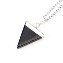 1pc Blue Goldstone Sandstone Triangle Gemstone Pendant Necklace, 18 Inch Surgical Stainless Steel Chain, GGP-A5