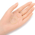 20pcs Raw Brass Hexagon Beading Hoop Connector, Open Back Bezel, Unplated/Uncoated, Size Selections: 20mm/26mm/30mm