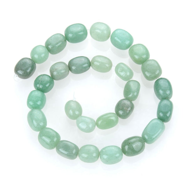 Natural Green Aventurine Gemstone Tumbled Nugget Beads, Irregular, 10mm-13mm, Hole ID 1mm, 1 Strand/15 Inch, GZ4-2