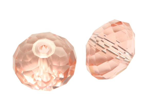 24pcs Adabele Austrian Faceted Rondelle Crystal Beads #5040, Light Padparadscha (Pink), Size Selections: 6x4mm, 8x6mm, 10x8mm
