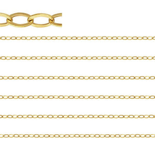 5 Feet 1/20 14K Gold Filled Unfinished Flat Cable Chain Link, 1.5mm Width/Small, Non Tarnish, KG-R3