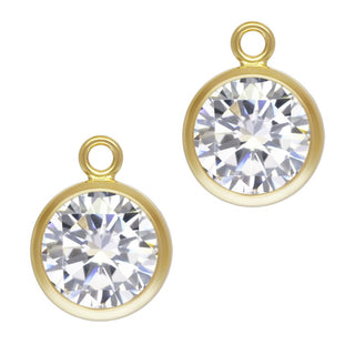 2pcs 1/20 14K Gold Filled April Birthstone Charm Drops, Clear Cubic Zirconia, 4mm Small, Non Tarnish, JK11-A4
