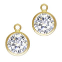2pcs 1/20 14K Gold Filled April Birthstone Charm Drops, Clear Cubic Zirconia, 6mm, Non Tarnish, JK11-B4