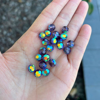 25pcs Adabele Austrian Faceted Round Crystal Beads #5000, Tanzanite AB, Size Selections: 6mm/8mm