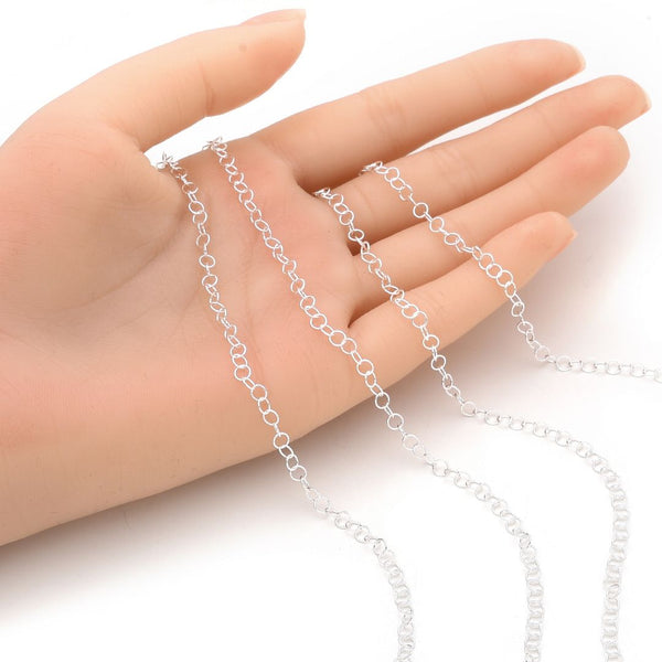 5 Feet 925 Sterling Silver Unfinished Round Cable Chain Links, 3.5mm, SSK-H1