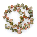 Natural Unakite Jasper Gemstone Petal Keishi Beads, Irregular, 10mm-20mm, Hole ID 1mm, 1 Strand/15 Inch, GZ6-36