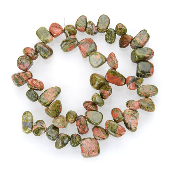 Natural Unakite Jasper Gemstone Petal Keishi Beads, Irregular, 10mm-20mm, Hole ID 1mm, 1 Strand/15 Inch, GZ6-36