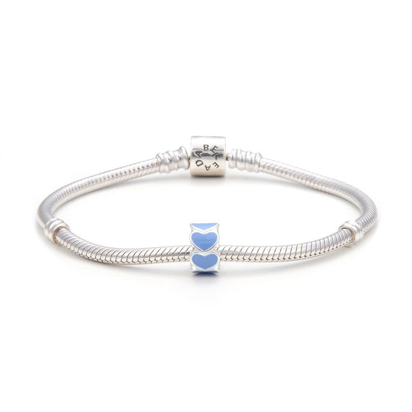 1pc Real 925 Sterling Silver Blue Enamel Love Heart Bead Charm, Compatible with Pandora All Other Charm Bracelet, EC4-B2