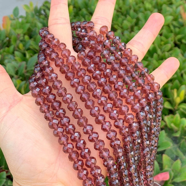 140pcs Creative Club Faceted Rondelle Crystal Glass Beads, Burgundy Red, 8x6mm, Hole ID 1.1mm, CCR811