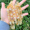 Natural Citrine Yellow Crystal Gemstone Flat Coin Chip Beads, Irregular, 7mm-10mm, Hole ID 1mm, 15 Inch/1 Strand, GZ7-4
