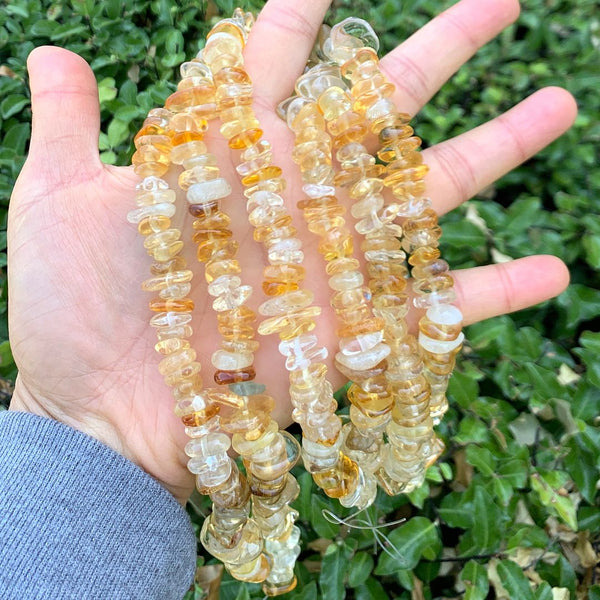 Natural Citrine Yellow Crystal Gemstone Flat Coin Chip Beads, Irregular, 7mm-10mm, Hole ID 1mm, 15 Inch/1 Strand, GZ7-4