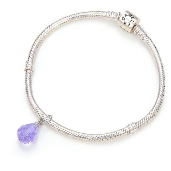 5pcs June Birthstone Charm Drops, 10mm Alexandrite Purple Austrian Teardrop Crystal Beads, Sterling Silver Plated Open Jump Rings, BR6-6