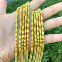 Grade A Natural Hematite Gemstone Rondelle Beads, Gold Plated, 2 Strands/380pcs Beads, 4x2mm/Small, Hole ID 1mm, GFC7-3
