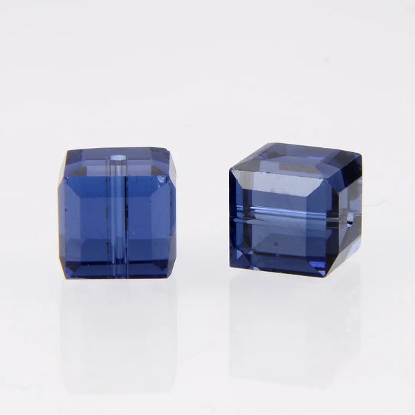 24pcs Adabele Austrian Faceted Cube Crystal Beads #5601, Dark Indigo Blue, Size Selections: 4mm/6mm/8mm