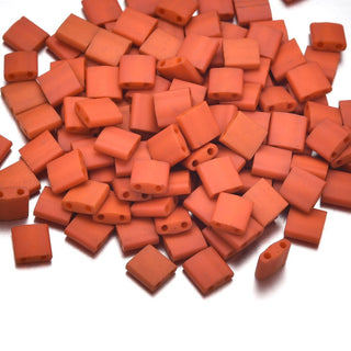 10g Miyuki Full Tila Square Seed Beads 5x5mm, Matte Dark Orange (TL-2315)