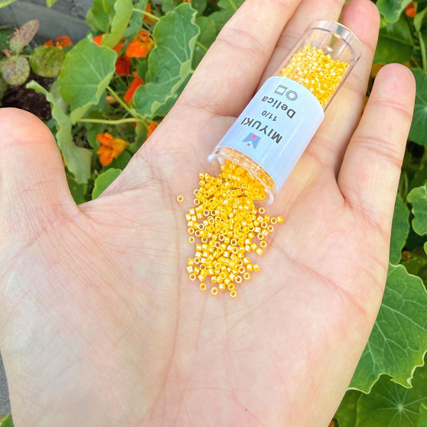 7.5g Miyuki Delica 11/0 Seed Beads, Opaque Canary Yellow Luster DB1562