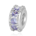 1pc 925 Sterling Silver June Birthstone Bead Charm, Light Purple Alexandrite Cubic Zirconia CZ, 9.5x5mm, Hole ID 4.5mm, EC1-C6