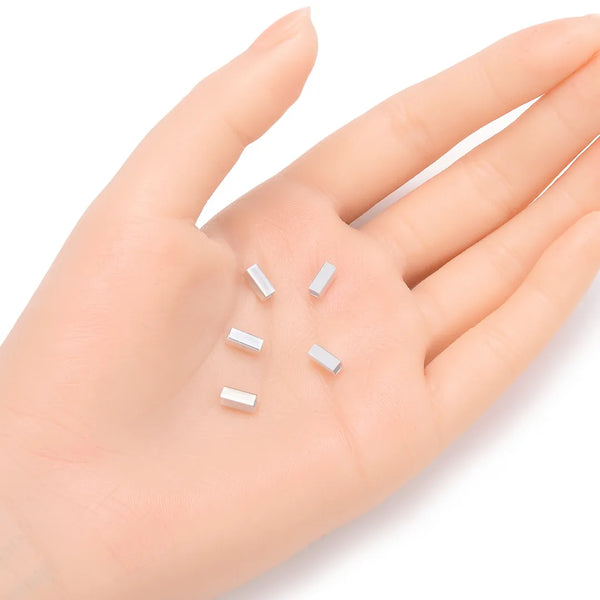 10pcs 925 Sterling Silver Large Hole Square Tubes, 7mm, Hole ID 2mm, SS373