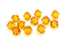 100pcs Preciosa Faceted Bicone Crystal Beads, Topaz (Yellow), Size Selections: 3mm/4mm/6mm