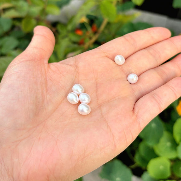 10pcs Natural AAAA Grade High Luster Half Drilled Teardrop Pearls Beads, White Cultured Freshwater Pearls, 7-8mm, Hole ID 0.85mm, PT4-78