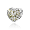 1pc 925 Sterling Silver Love Heart August Birthstone Bead Charm, Green Peridot Cubic Zirconia CZ, 10mm, Hole ID 4.5mm, EC1-L8