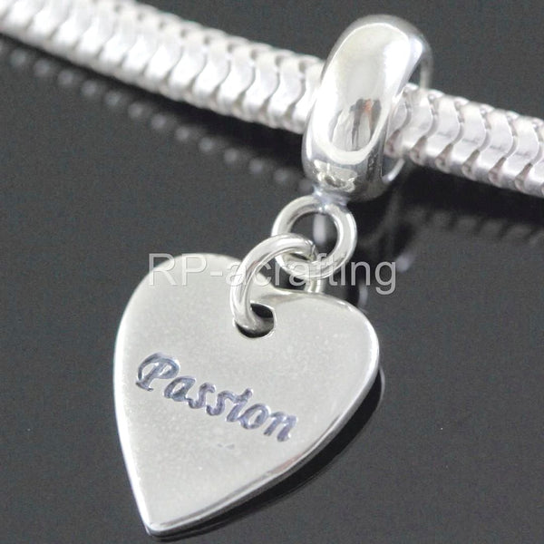 1pc Solid 925 Sterling Silver Heart Love Charm Passion Heart Charm, Compatible with Pandora All Other Charm Bracelet, EC348