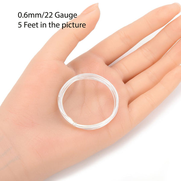 5 Feet 925 Sterling Silver Jewelry Wire, Half Hard Round Beading Wire, Wire Gauge Selections: 0.4mm/0.5mm/0.6mm/0.7mm/0.8mm/0.9mm