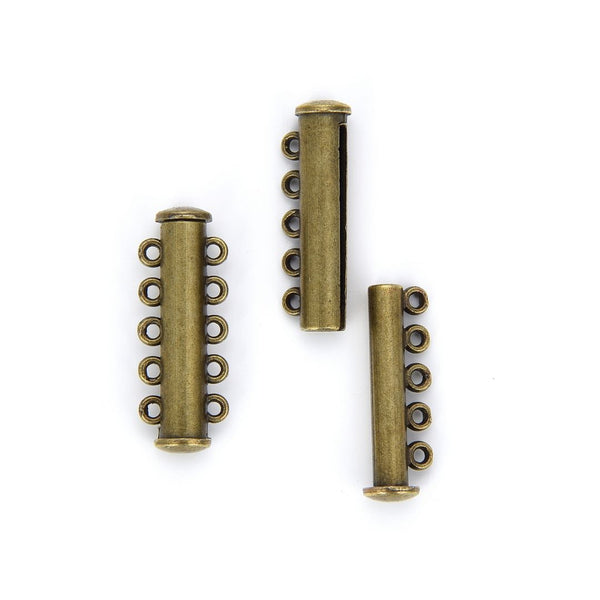 10pcs 5-Strand Magnetic Lock Clasp Sets, Multiple Strands Layering Clasp, Antique Bronze Plated Brass, 28mm, CF229-5