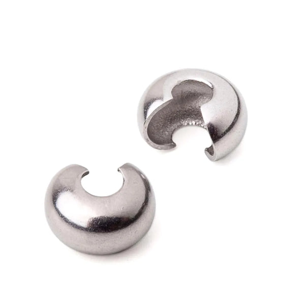 100pcs 304 Grade Stainless Steel Crimp Bead Knot Covers, Crimp End Caps, Size Selections: 3mm/4mm/5mm/6mm